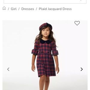 Janie and Jack Red Plaid Dress with Navy Velvet Accents